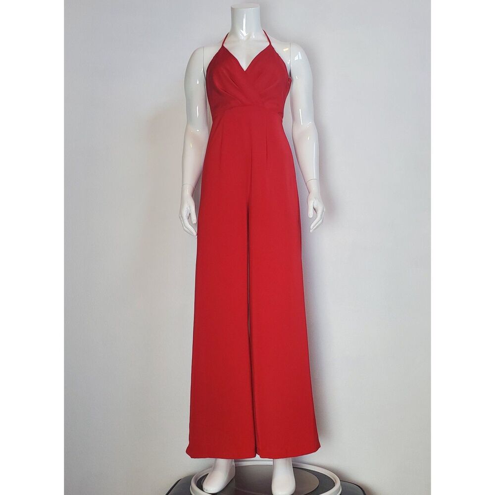 Urban Outfitters Red Halter Palazzo Pant Jumpsuit
